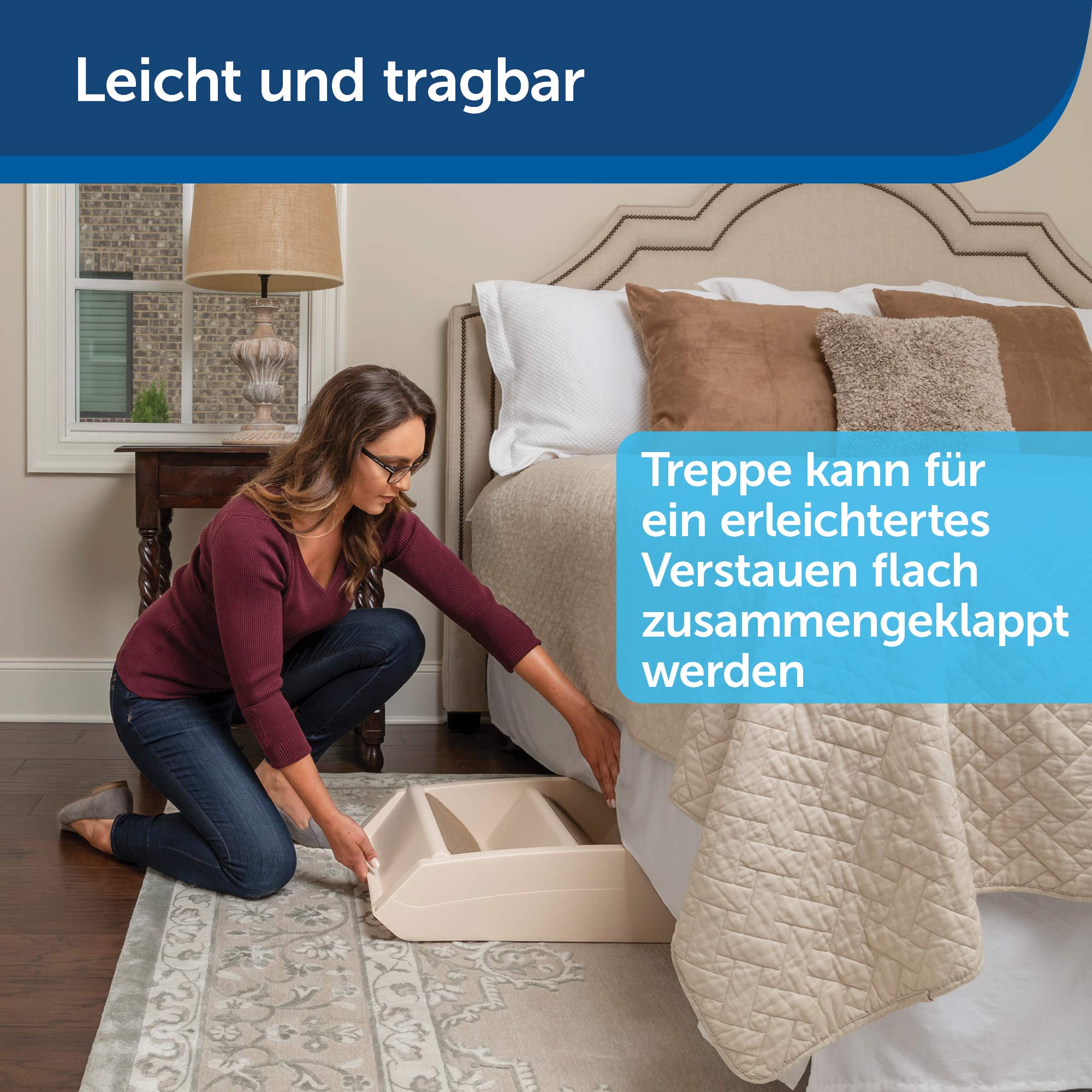 PetSafe CozyUp Klappbare Haustiertreppe, Mit Rutschfesten Stufen, Für Haustiere bis zu 68 kg, 51 cm Höhe, Größe L