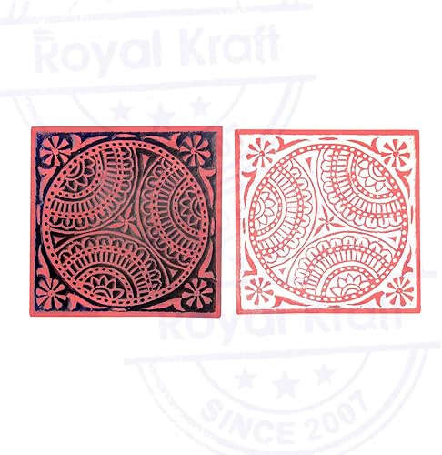 Miniatura 5 de Royal Kraft Bloque de impresión de madera cuadrado - DIY Henna tela textil papel arcilla cerámica sello ESIC4tag025