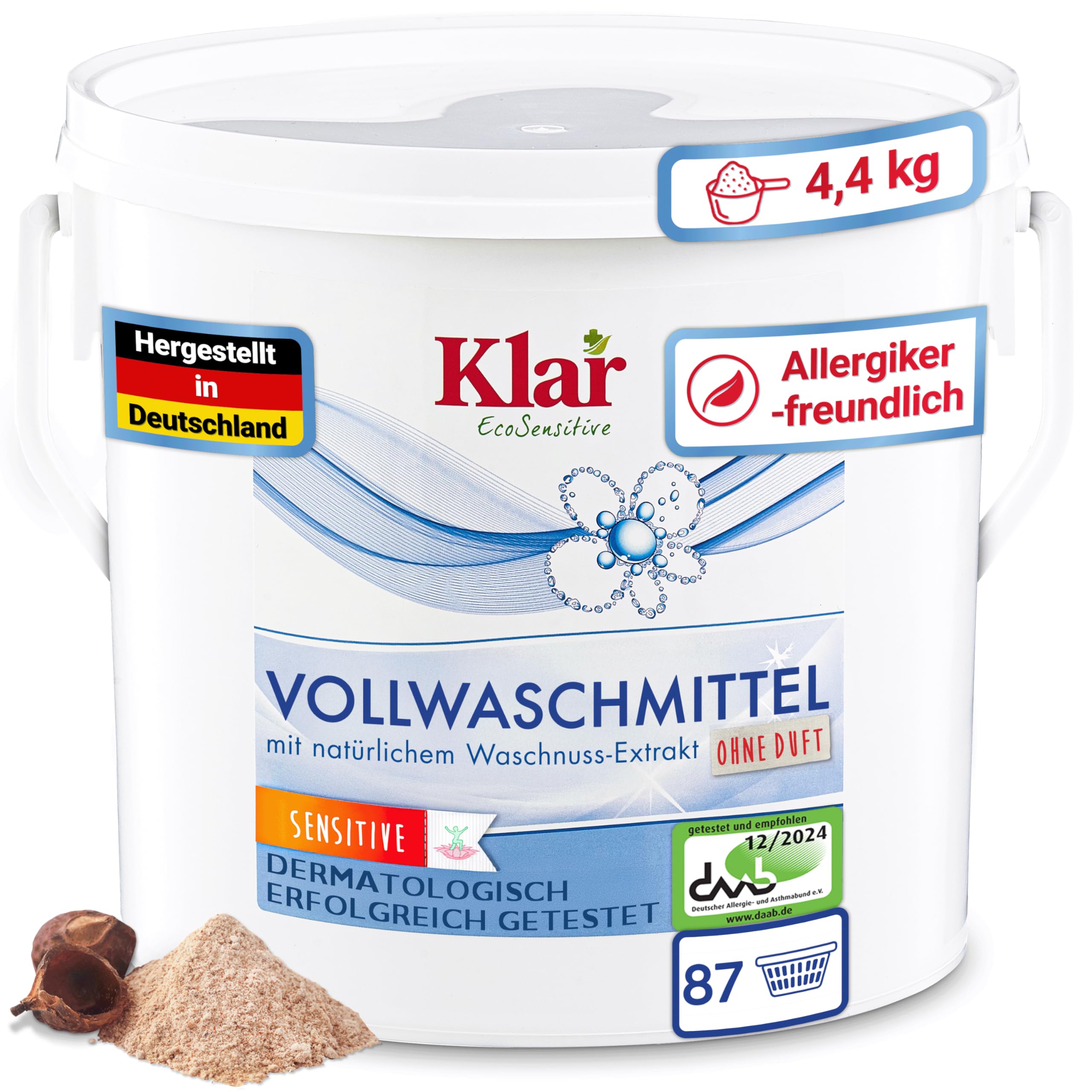 eco Sensitive Full Detergent 4.4 kg, Unscented, 80 Washes, for Allergy Sufferers, Vegan