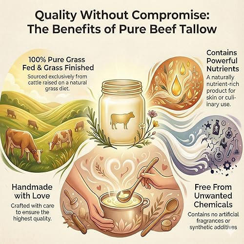 Miniatura 7 de IKARIAN 100% Tallow de carne de res alimentada con pasto para el cuidado de la piel | Hidratante batido premium | Cara + cuerpo | Un solo