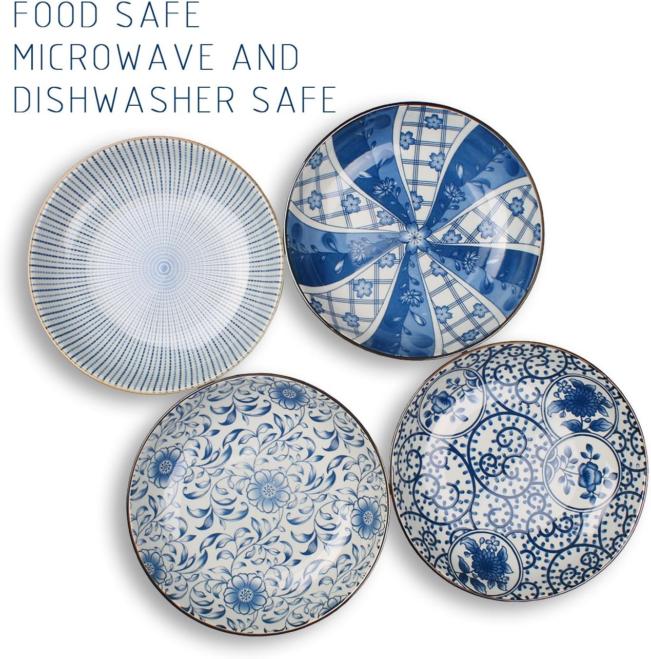 Flash Deals - 70% OFF YALONG 7 inch Ceramic Shallow Bowls Porcelain Asian Plate Set Assorted Motifs Floral Blue Plates Serving Dinner Bread Butter Dinner Appetizer Salad Dessert Snack Microwave & Dishwasher Safe 🔥 Hot Deals YALONG 7 inch Ceramic Shallow Bowls Porcelain Asian Plate Set Assorted Motifs Floral Blue Plates Serving Dinner Bread Butter Dinner Appetizer Salad Dessert Snack Microwave & Dishwasher Safe