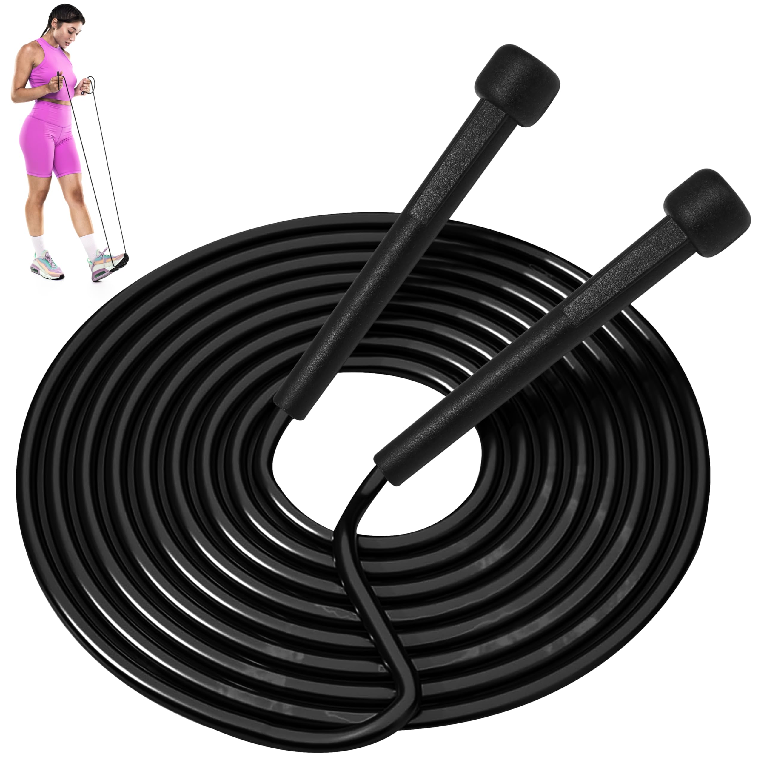 Weighted Jump Rope for Fitness, Adjustable Skipping Rope with Non-Slip Handles, Heavy Duty Speed Rope for Cardio, Crossfit, Boxing, Home Gym Workout Equipment for Men, Women & Kids