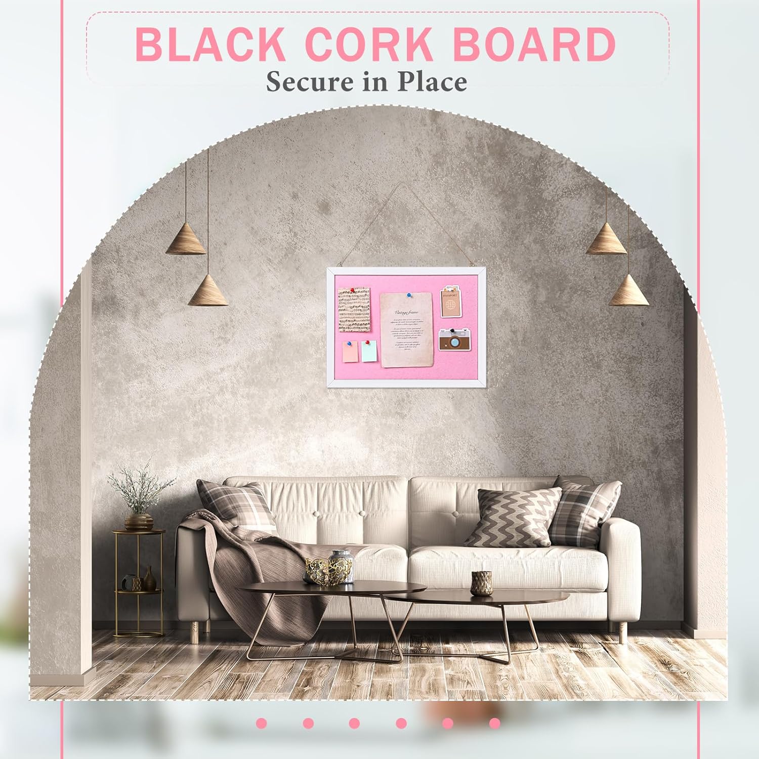 Mooliwe 2 Pack Double Sided Cork Board with Linen, 16" x 12" Pink Hanging Wood Framed Bulletin Board Vision Tack Board Picture Display Cork Boards for Walls School Office Decor, 20 Pushpins
