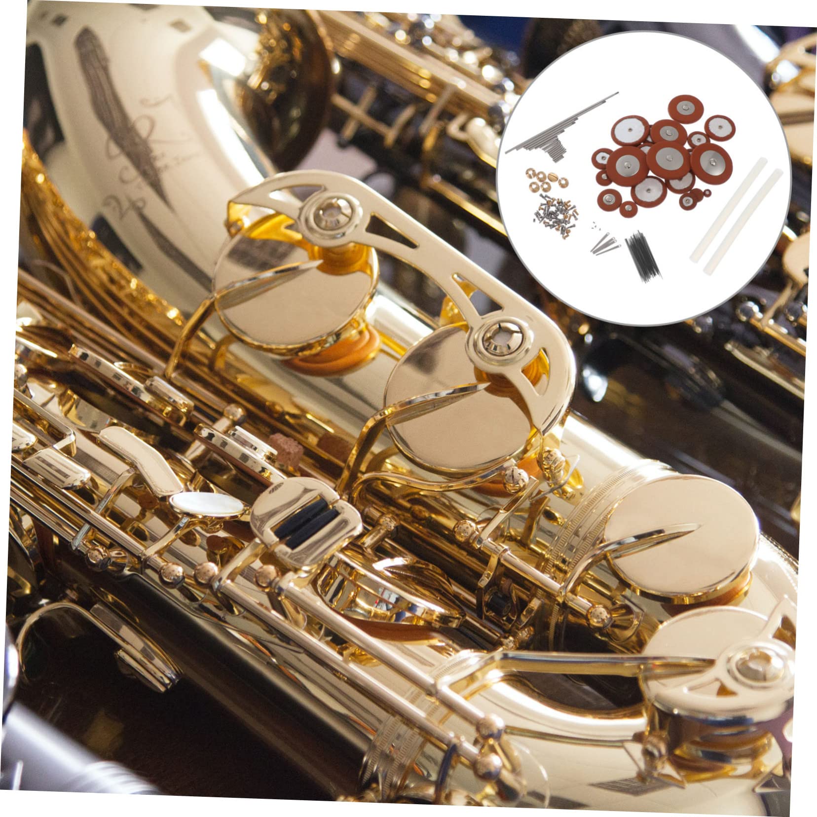 BESTonZON Saxophon Reparaturwerkzeugset für Altsaxophon Ersatzteile aus Metall und Schafleder Schrauben und Federn für Wartung Zufällige Farbe