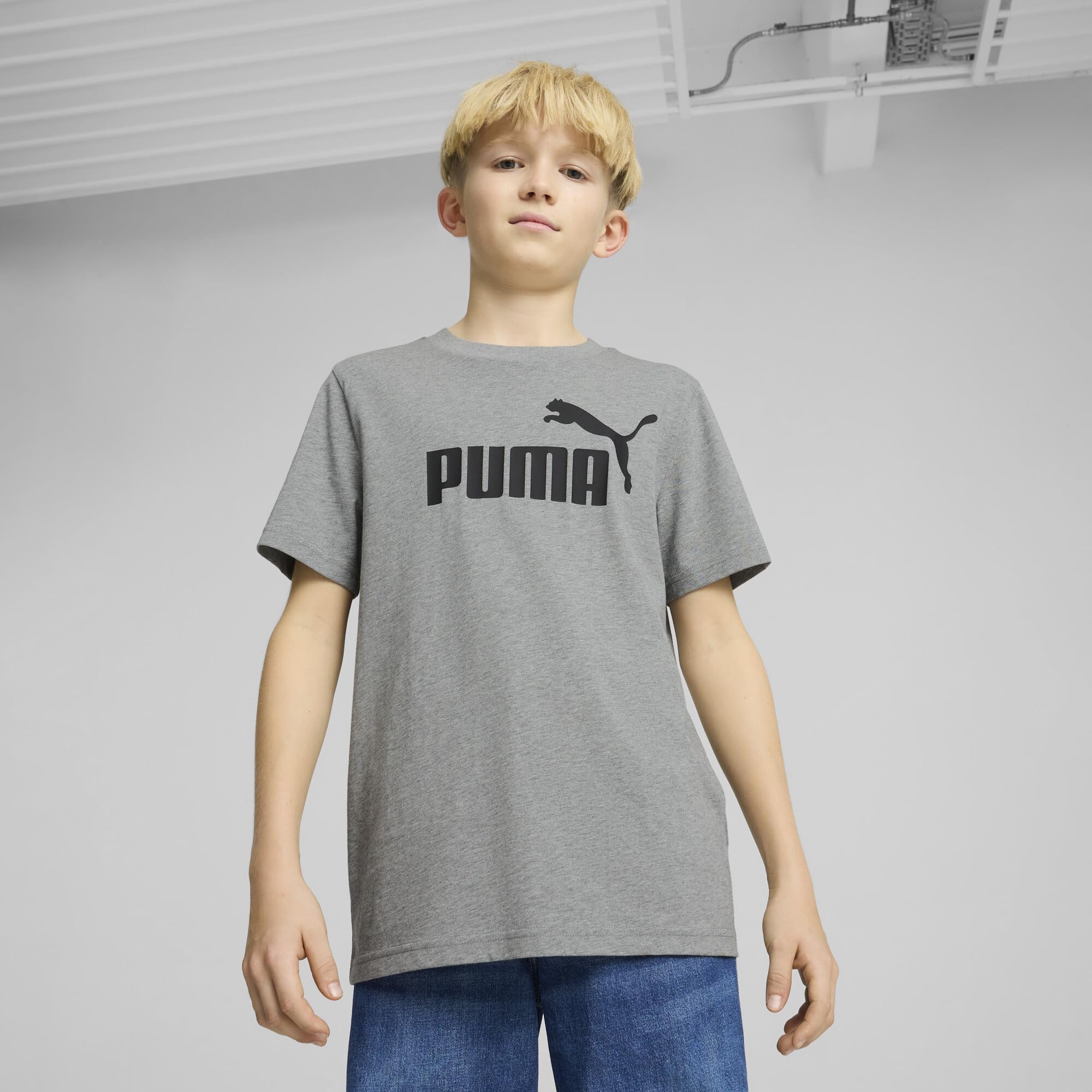 PUMA ESS No. 1 Logo tee B, Camisetas Niños, Medium Gray Heather, 164