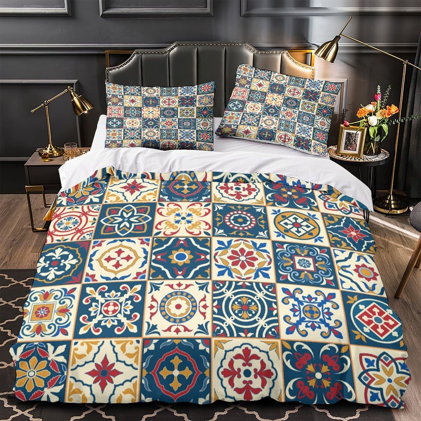 Housse de couette 3D art équestre microfibre de luxe et parure de lit grand confort 260x220