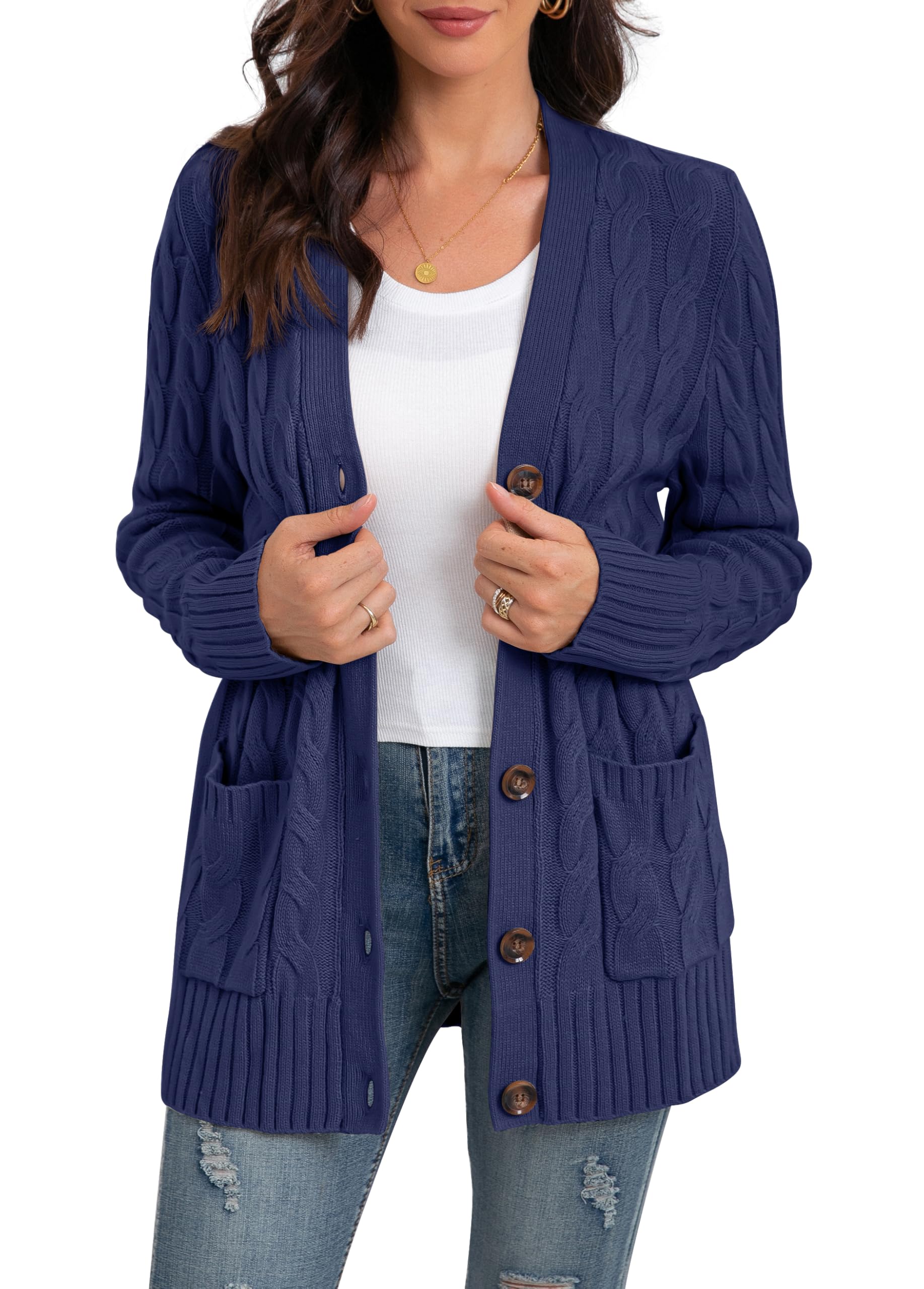 GRECERELLE Gilet Femme Chic et Élégant, Cardigan Doux à Boutons Chemisier et Cardigan Torsadé pour Femme