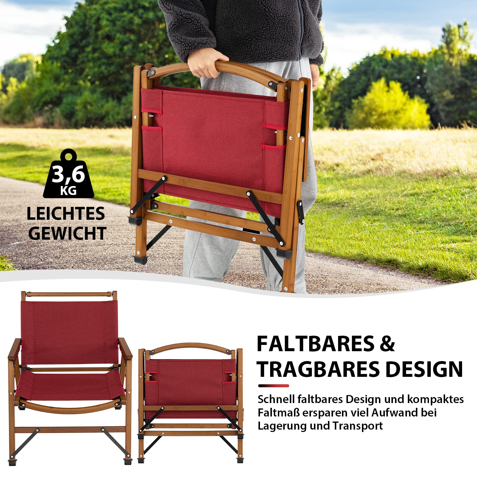 Campingstoel, opvouwbaar, ultralicht, 130 kg, kleine pakmaat, klapstoel
