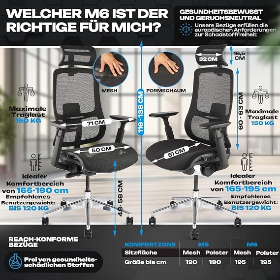 VALKENSTOL M6 Office Chair Ergonomic Test Winner for Large People Stable