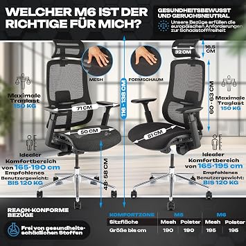 VALKENSTOL M6 Office Chair Ergonomic Test Winner for Large People Stable