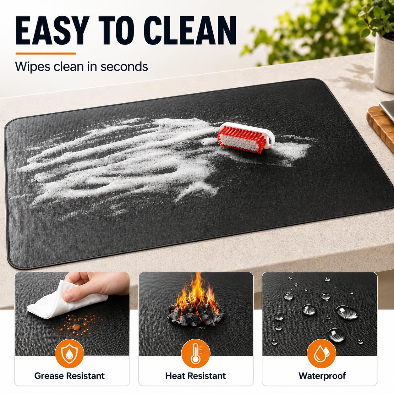 Blackstone Tapis de barbecue ignifuge imperméable résistant à la chaleur 61 x 91 cm noir