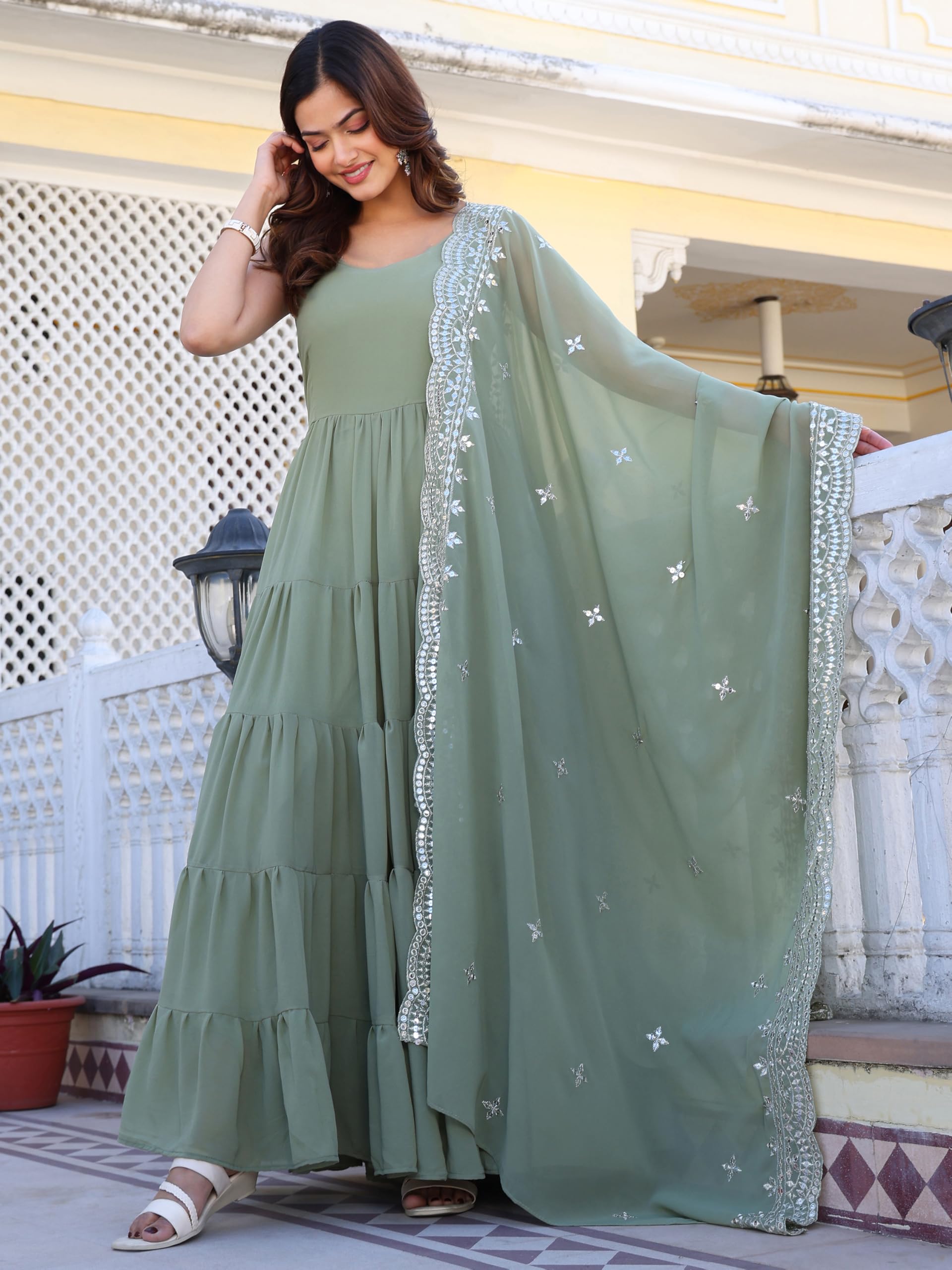 Fashion Basket Pink Georgette Anarkali Kurta For Women