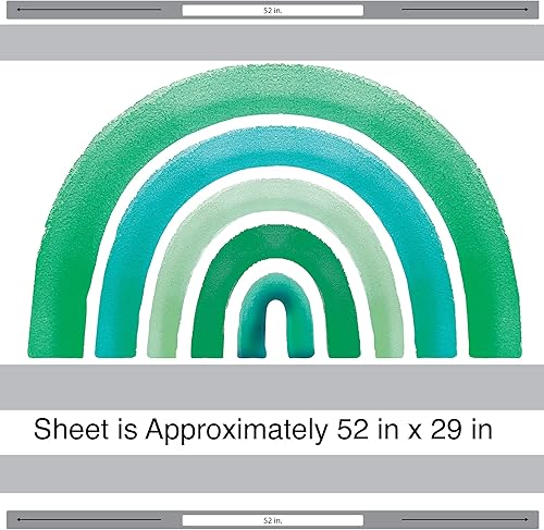Miniatura 2 de Kit de calcomanías de pared de acuarela retro arcoíris (verde azulado)