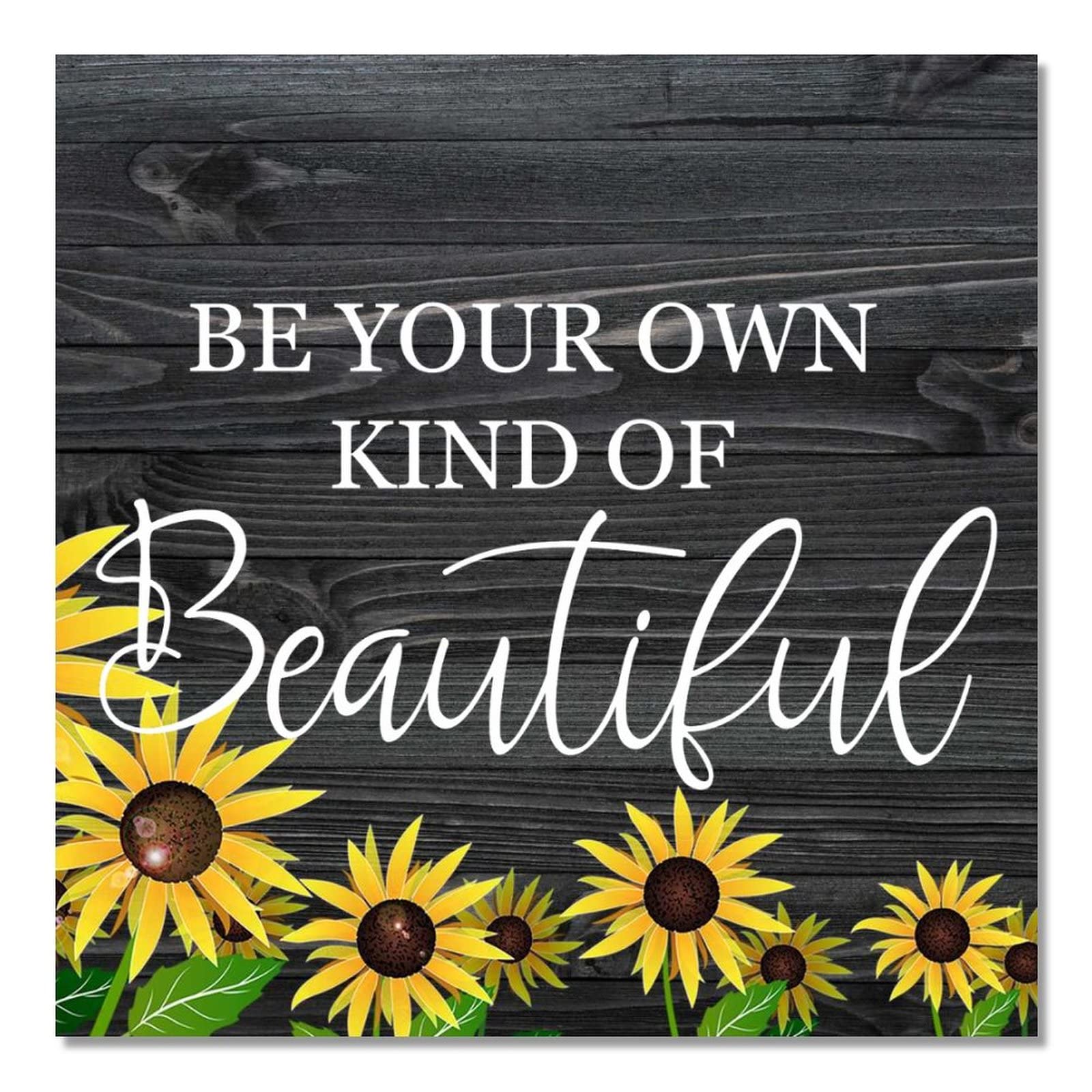 Plaque murale en bois inspirante pour célébrer l'estime de soi avec un design tournesol