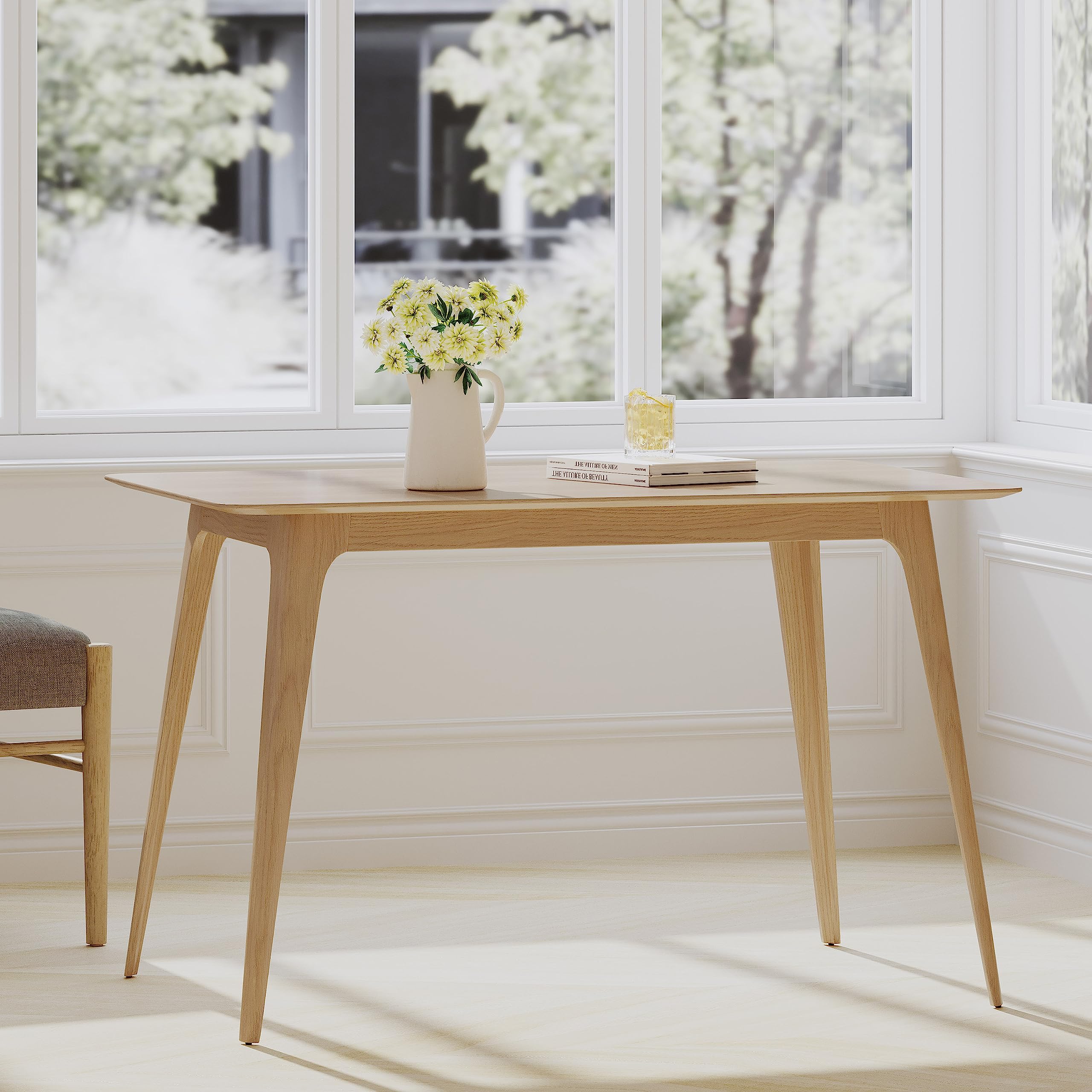 Comedor de madera Elsinore, Dimensiones de la mesa: 29.53D x 47.24W x 29.53H, Acabado: roble natural 2