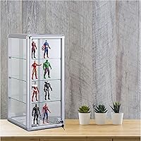 Vista 3 de Escaparate de vidrio templado resistente con marco de aluminio para encimera de 3 estantes, 14 pulgadas de largo x 12 pulgadas de profundidad x 27