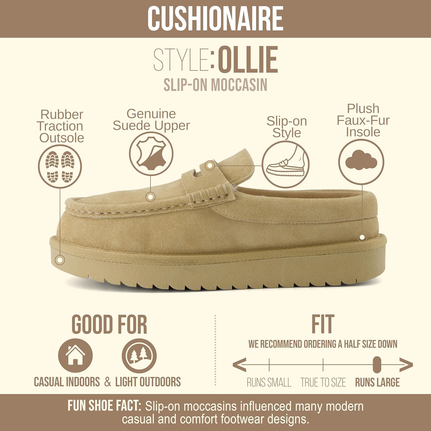 CUSHIONAIRE Ollie Cozy Genuine Suede Clogs for Women, Comfortable Slip-On Mule Loafers with Faux Fur Lining, Memory Foam Cushioning and Durable Rubber Sole - Image 4