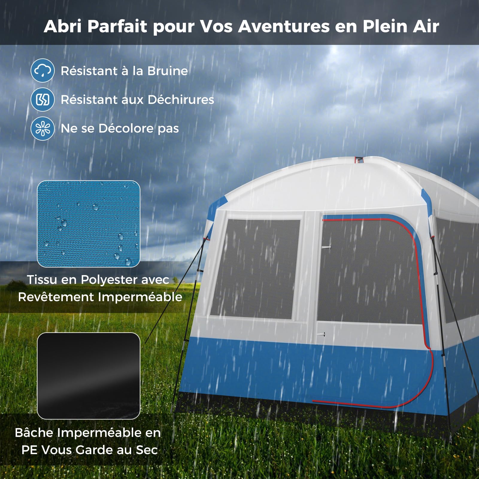 GOPLUS Tienda de Campaña para 5 Personas, Grandes Puertas de Malla de Doble Capa, Ventanas de Malla, Bolsa de Transporte, Ultraligera para Senderismo, 248 x 248 x 230 cm