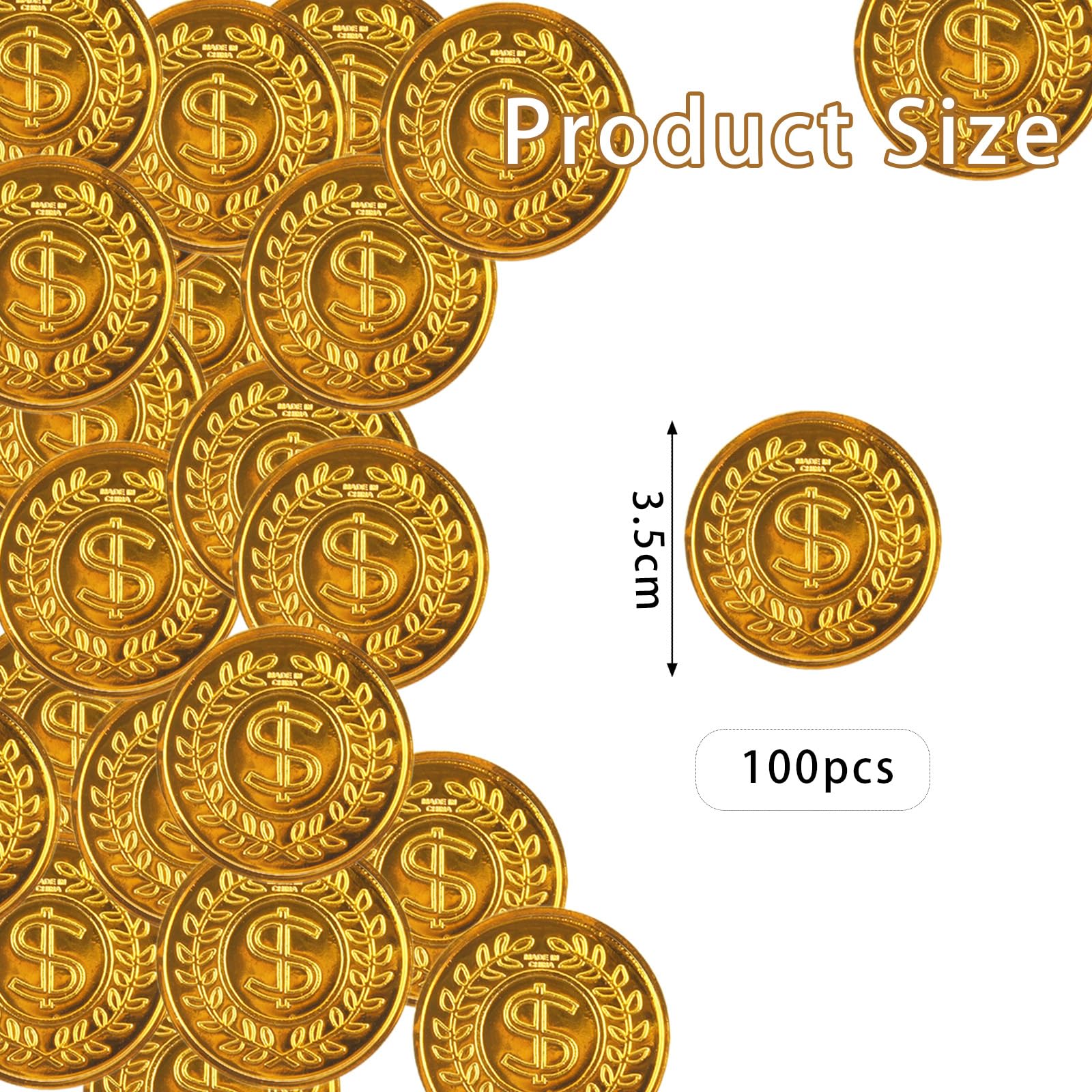 100 sztuk złotych monet, złote monety, skarb piracki, zabawka Goldtaler, skarb piracki, urodziny, tworzywo sztuczne, złote monety, piratów, poszukiwanie skarbów, prezent