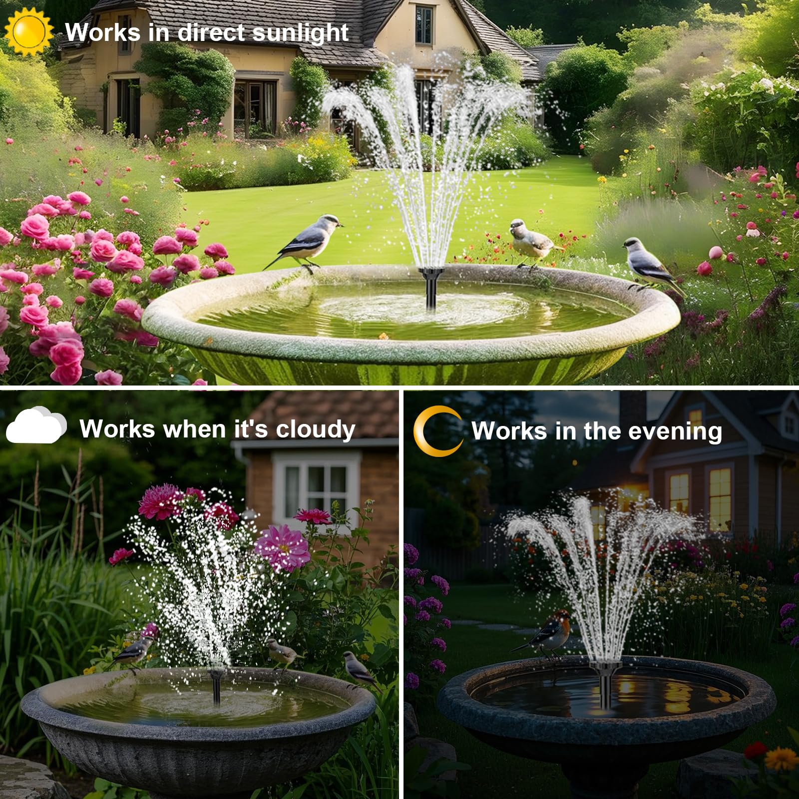 Lewisia Batterie Backup Brunnen Pumpen Mit led - Beleuchtung für Vogel Bad Pool Garden Pond Tauchende Solare Wasserpumpe Kit 5w