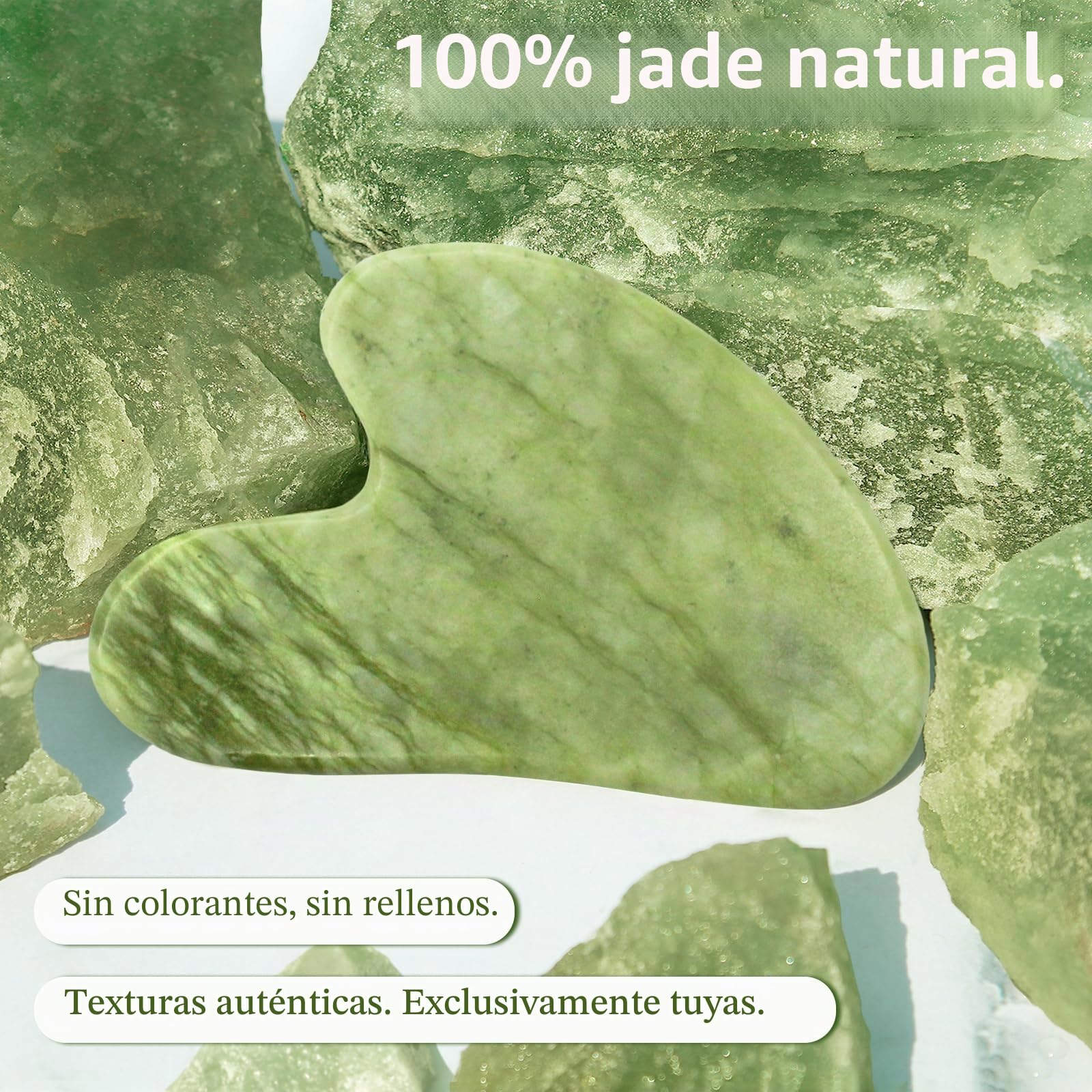 Flagest Gua Sha - 100% Natural Jade Guasha - Herramienta de Masaje Antiarrugas Para el Rostro - Piedra Gua Sha Facial Masajeador