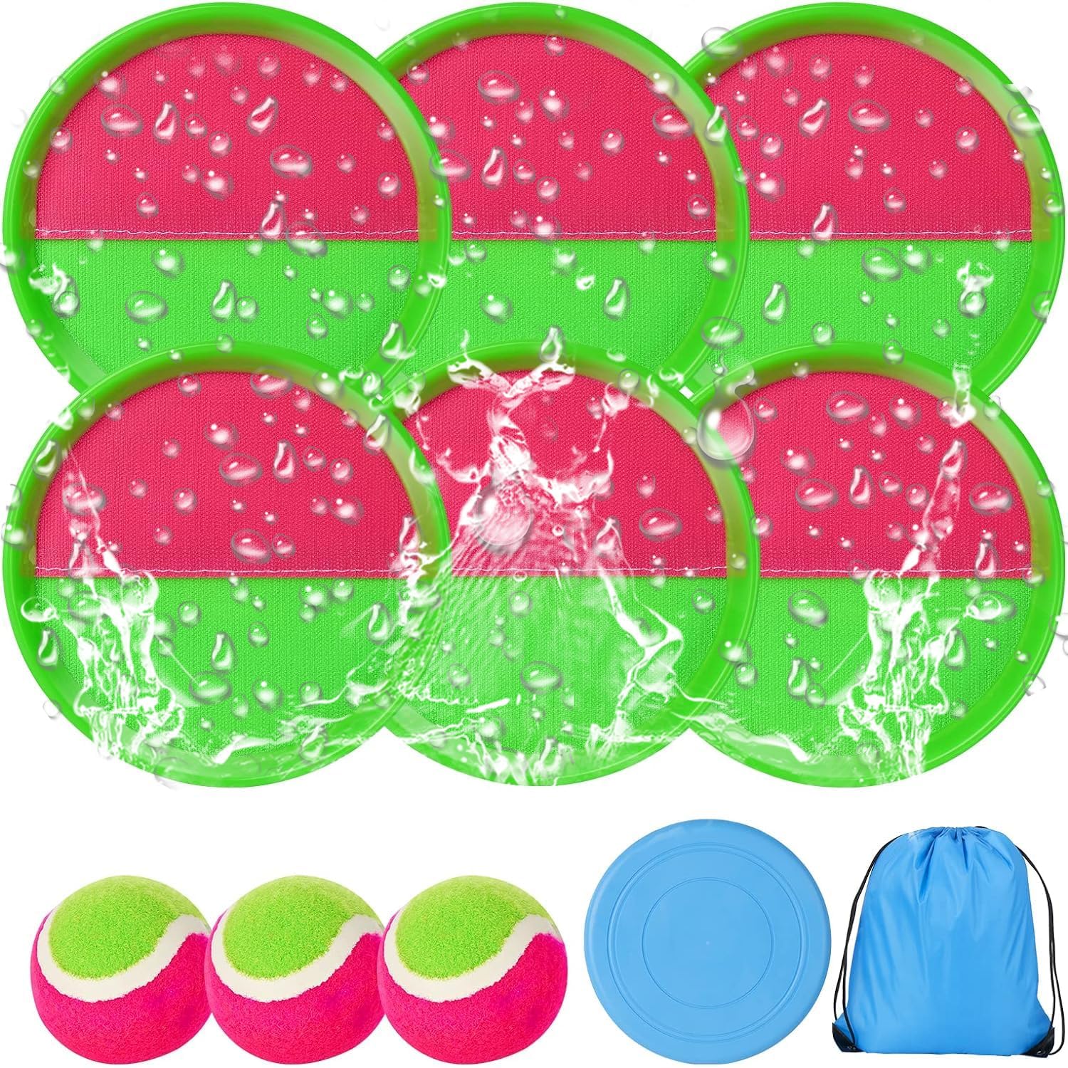 Toss and Catch Ball Set with 6 Paddles 3 Balls Yard Games for Kids Outside Toys Beach Toys Camping Games Indoor and Outdoor Games for Kids and Family