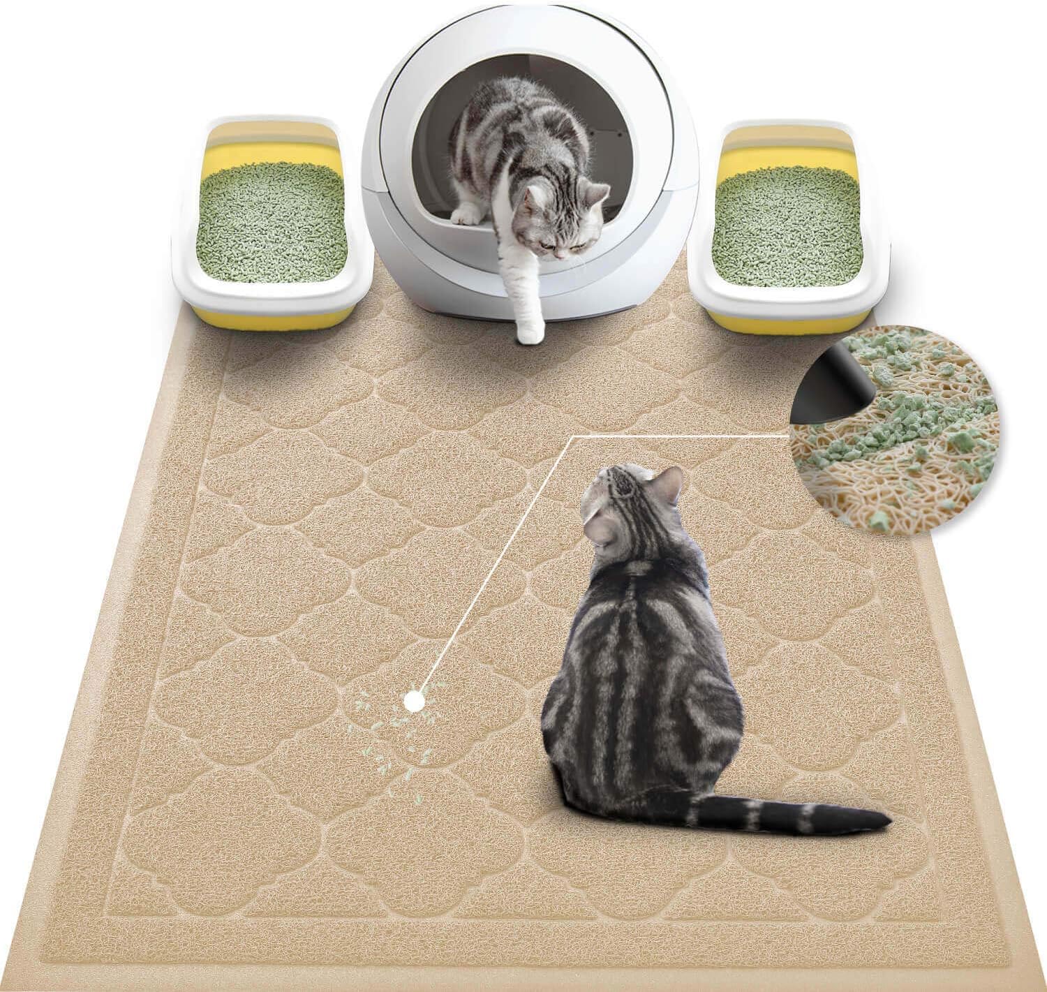 WePet Cat Litter Box Mat, Kitty Premium PVC Pad, Durable Trapping Rug, Phthalate
