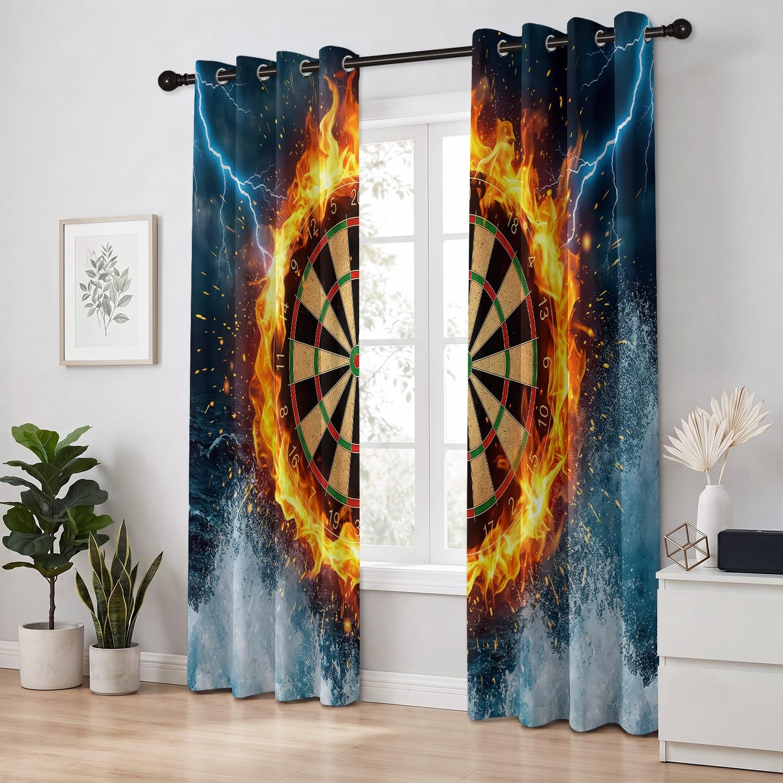 Sportowa abstrakcyjna zasłona zaciemniająca do darta szer. 140 cm x dł. 259