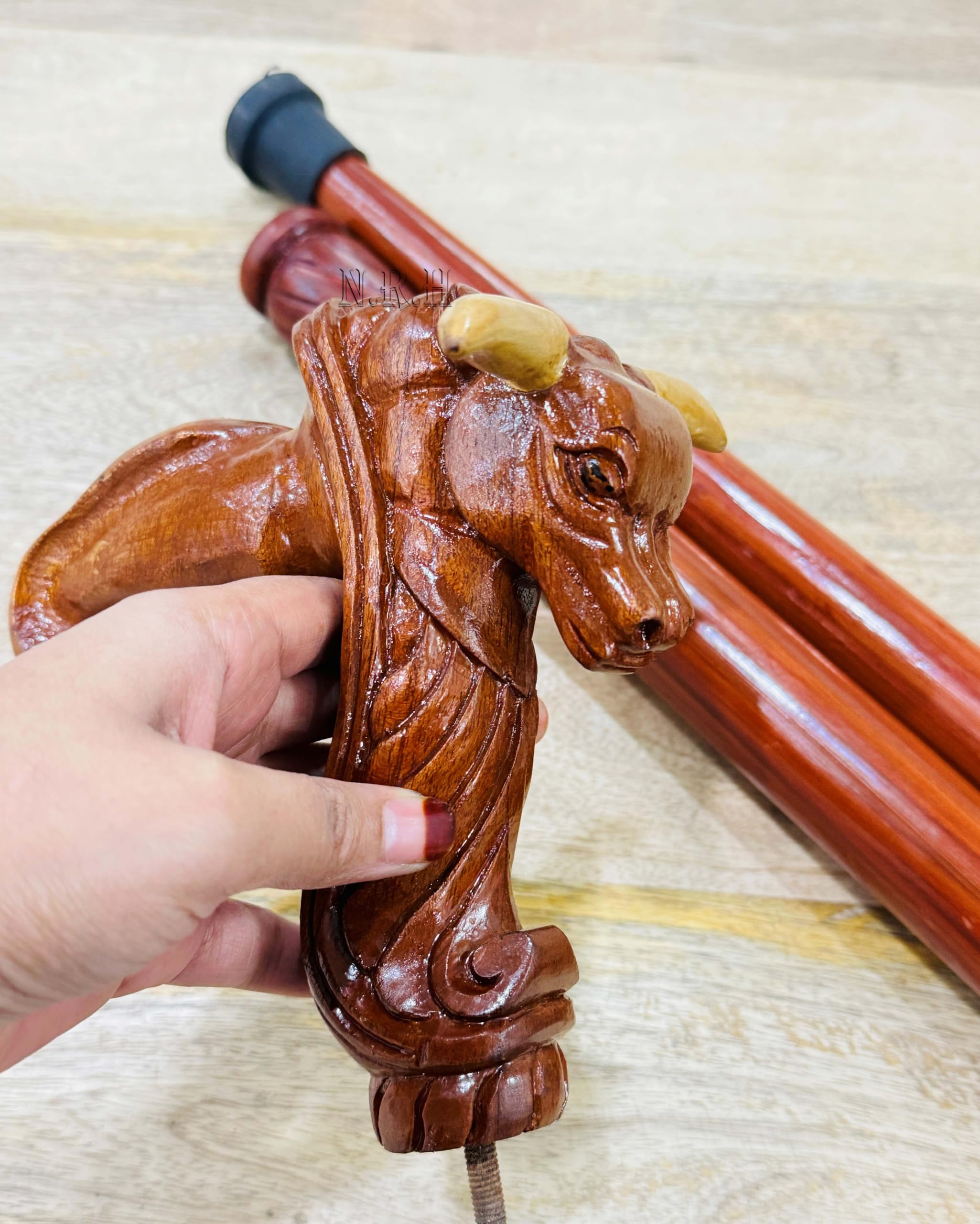 Nautischer Gehstock aus Holz, Stierkopf-Design, einzigartiger Gentleman, dekorative Gehstöcke für Herren/Damen/Senioren
