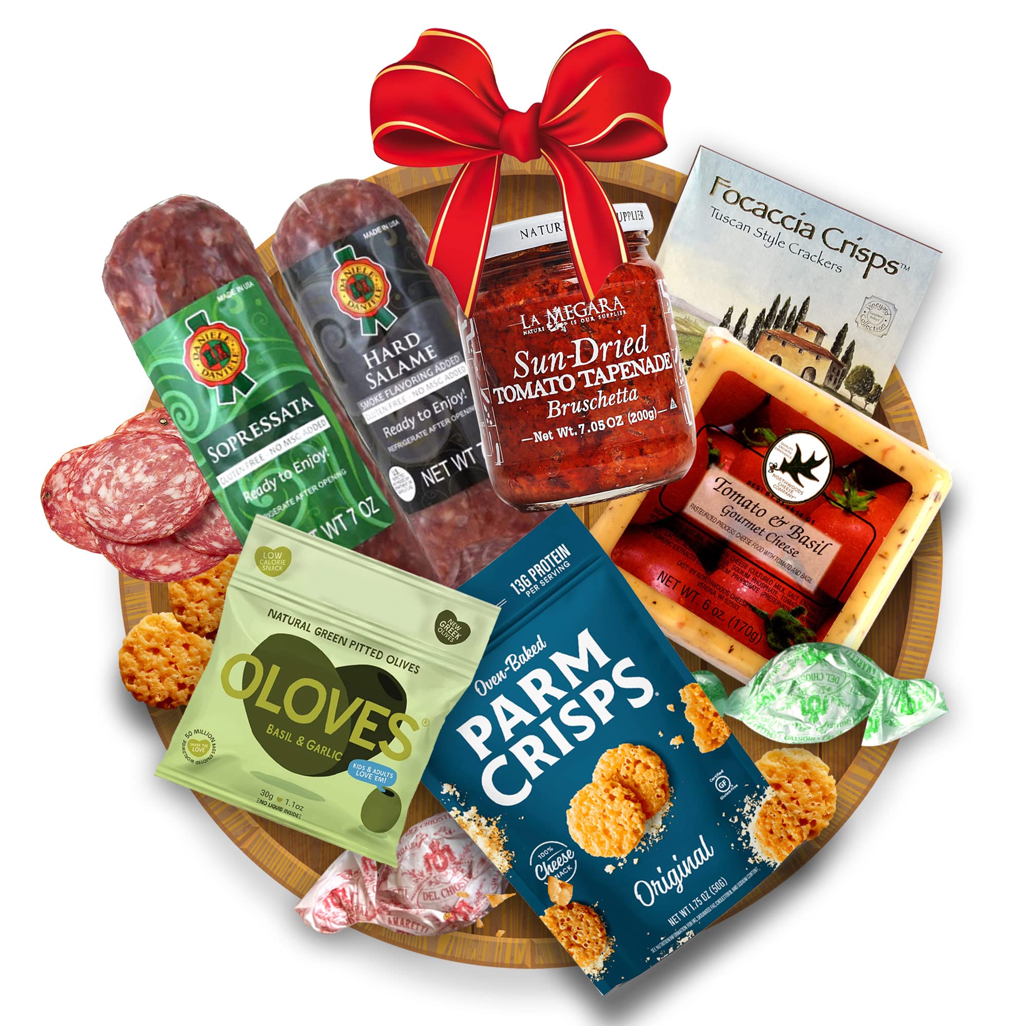 GiftWorldItalian Meat Gift Basket, Hard Salami and Sliced Pepperoni  Fathers Day Food Gifts, Meat and Crackers Gift Box for Men Charcuterie