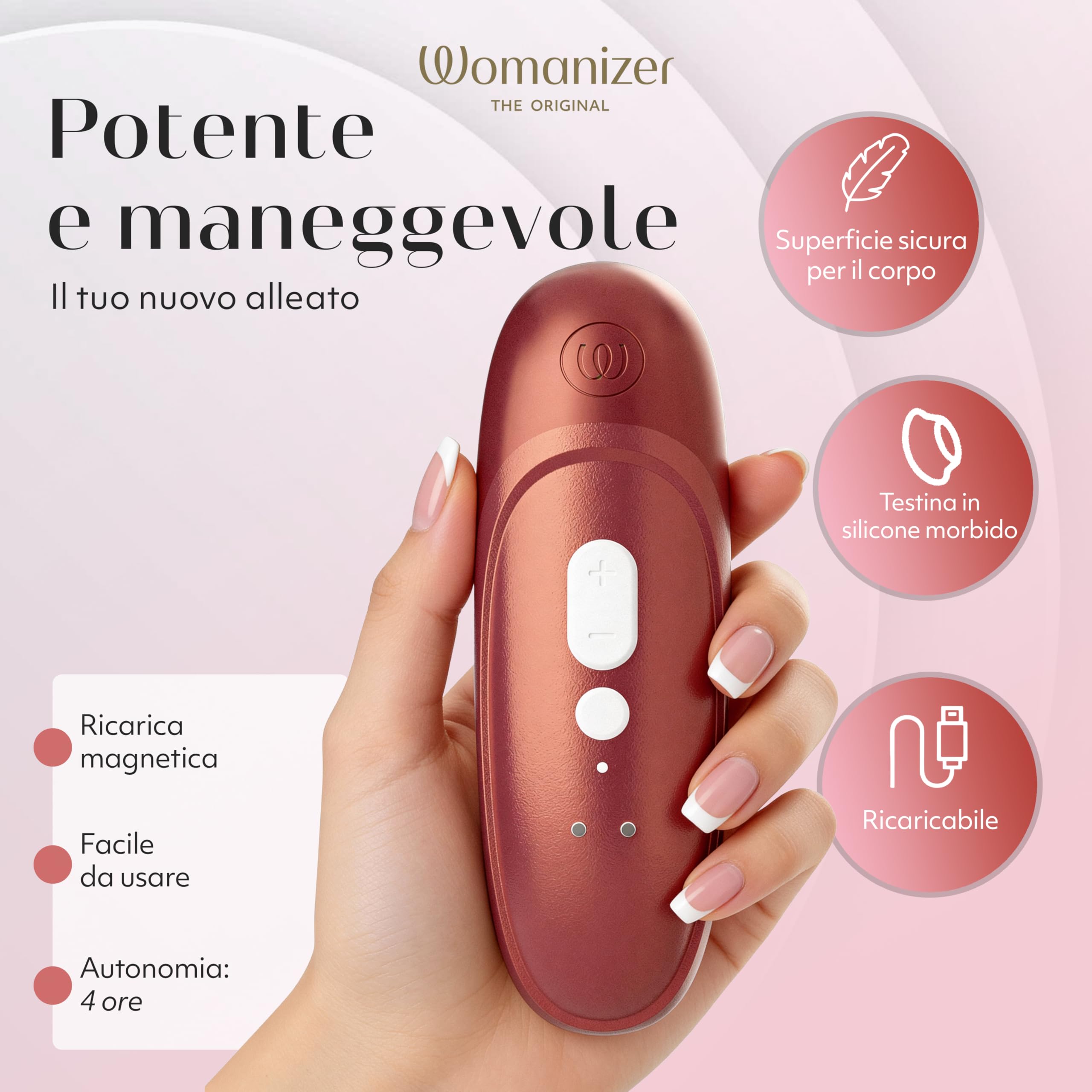 Womanizer Pro Succhia Clitoride Giocattolo per adulti | Vibratore per Donne & Coppie | Stimolatore Clitorideo 11 Velocità di Aspirazione | Massaggiatore Impermeabile per Stimolazione Intima | Rosso