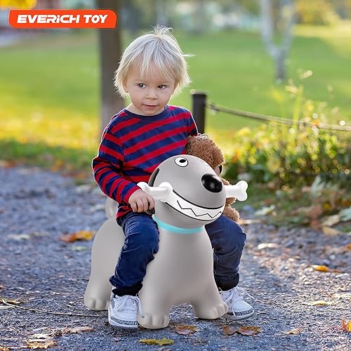 Miniatura 13 de EVERICH TOY Tolva de caballo hinchable de jirafa para niños pequeños, animales saltadores, caballos inflables para montar en gorila, juguetes
