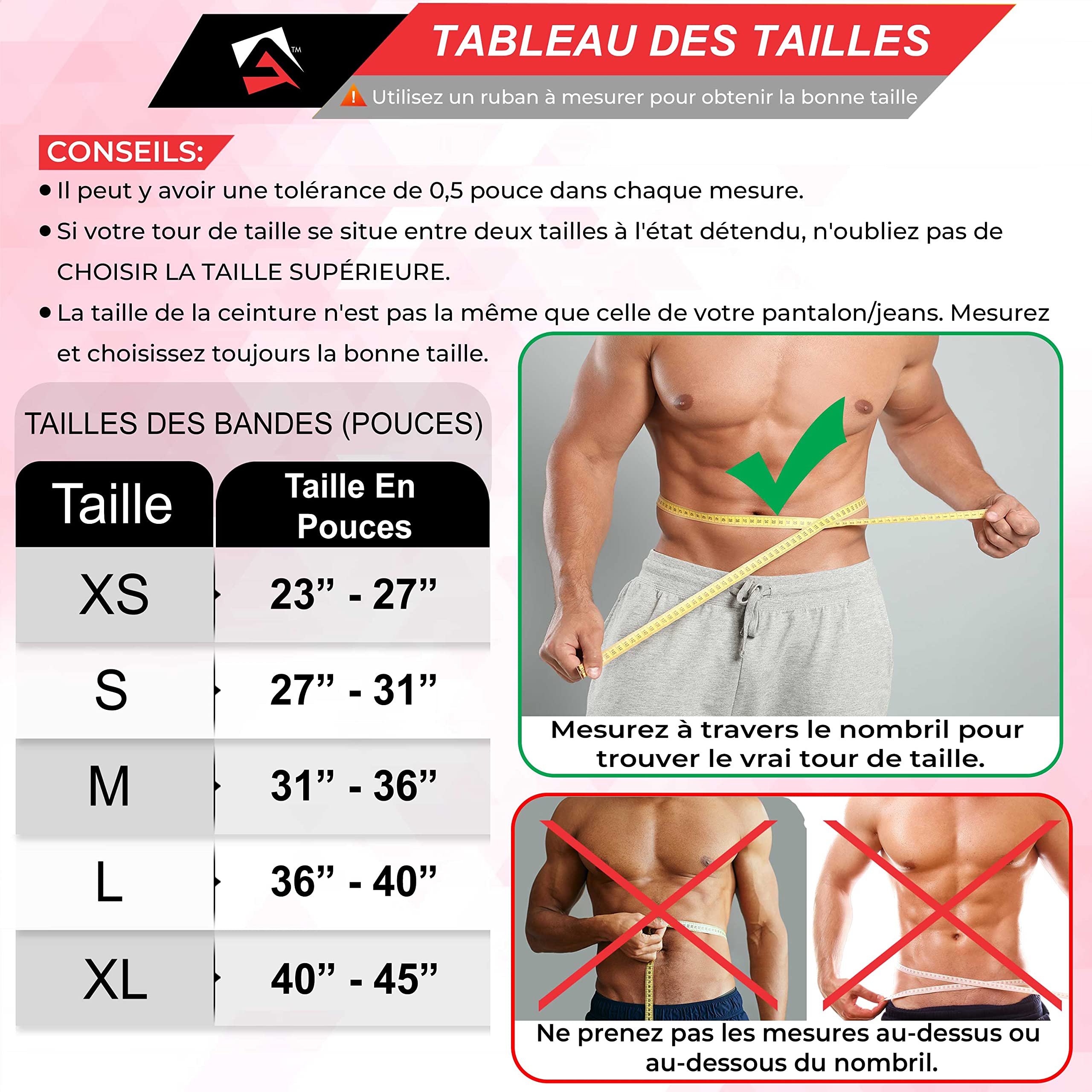 AQF Ceinture Musculation Auto-Bloquante, Nylon 4" & Support Lombaire