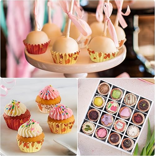 Miniatura 6 de COcnny 600 piezas de papel para cupcakes de otoño, diseño de calabaza con texto en inglés "Hello Autumn", hojas de arce para hornear, para