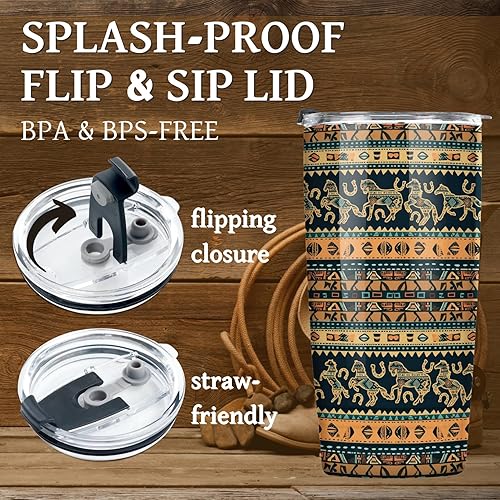 Miniatura 5 de Onebttl Regalos occidentales para mujeres y hombres, vaso de acero inoxidable de 20 onzas para amantes del oeste, los mejores regalos de lobos para