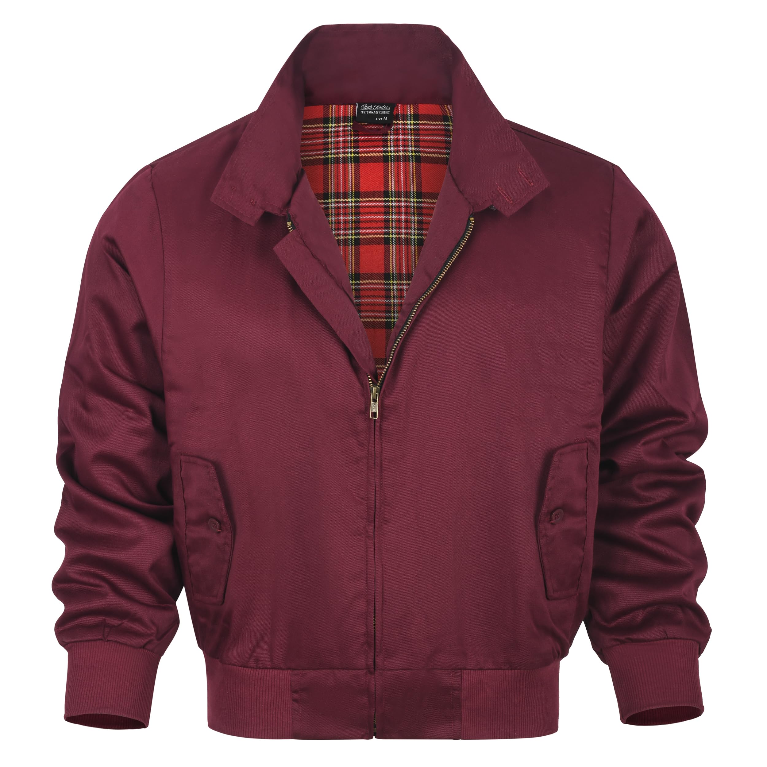 Harrington - Chaqueta Harrington Army And Workwear para hombre, chaqueta Harrington, chaqueta de forro a cuadros, color rojo a cuadros - XS-4XL
