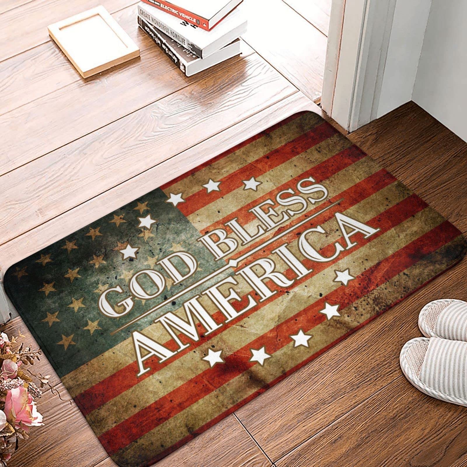 Tapis de porte extérieur God Bless America 65x90 cm