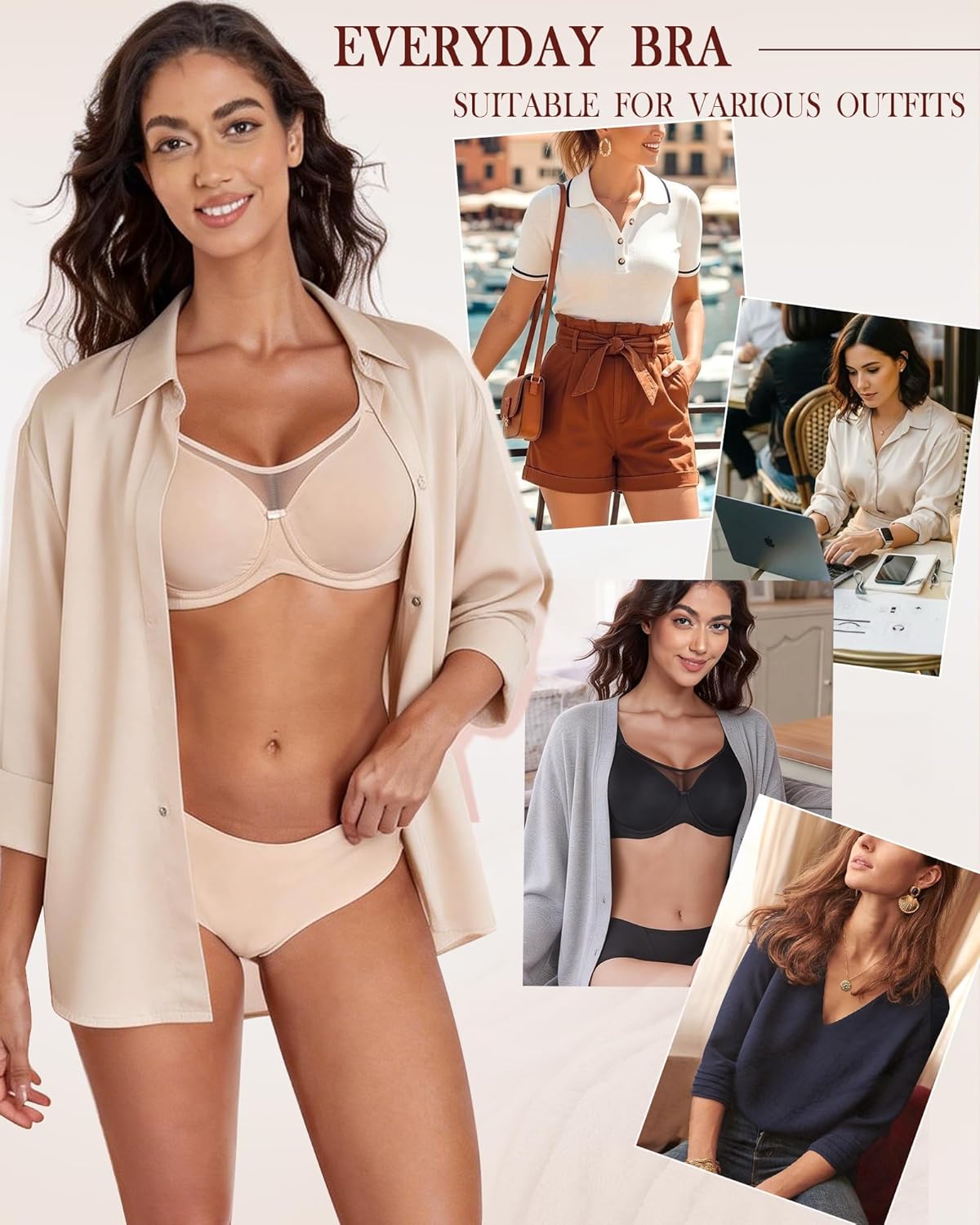 HACI Minimizer Bra for Women Plus Size Full Coverage Underwire Unlined T-Shirt Support for Heavy Breast Seamless - Image 6