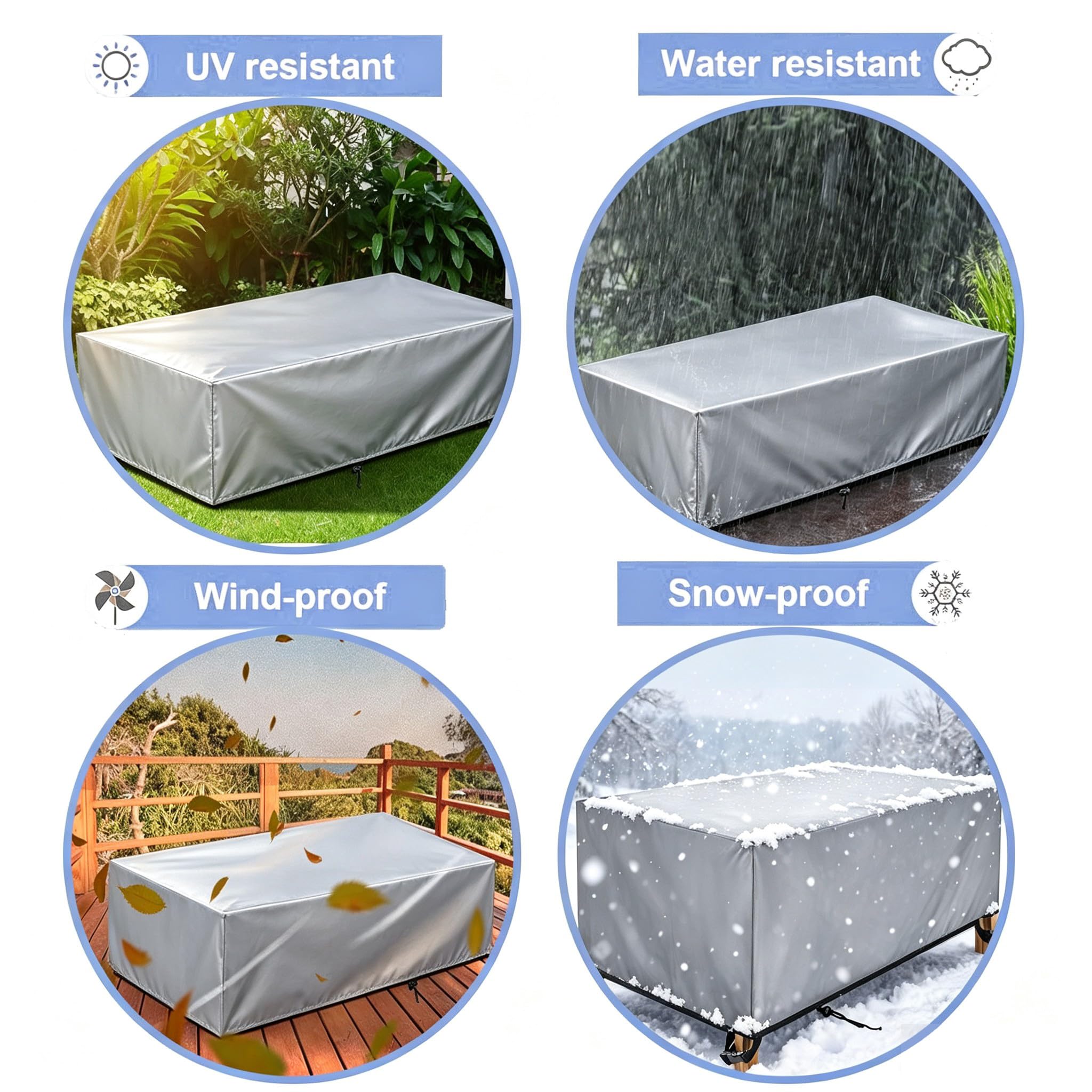 200x160x70cm/LxPxA Copertura per Mobili da Giardino, Outdoors Copertura Divano Giardino, Panno 420D Oxford Panno 420D Oxford Impermeabile Copertura, Tavoli e Sedie da Cortile Raggi UV, Argento