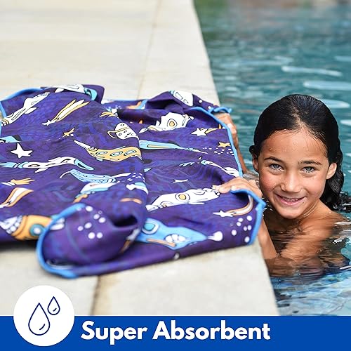 Miniatura 10 de ECCOSOPHY Toallas de playa de microfibra para niños, toallas de baño de 60 x 30 pulgadas para niños pequeños, niñas y niños, toallas de piscina de