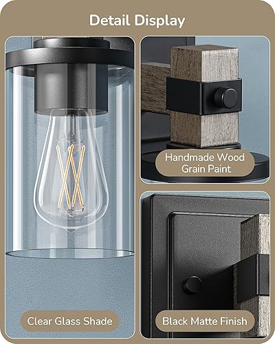 Miniatura 2 de EDISHINE Juego de 2 apliques de pared, luces de tocador de granja para baño, lámparas de pared de 1 luz, lámparas industriales de montaje en pared