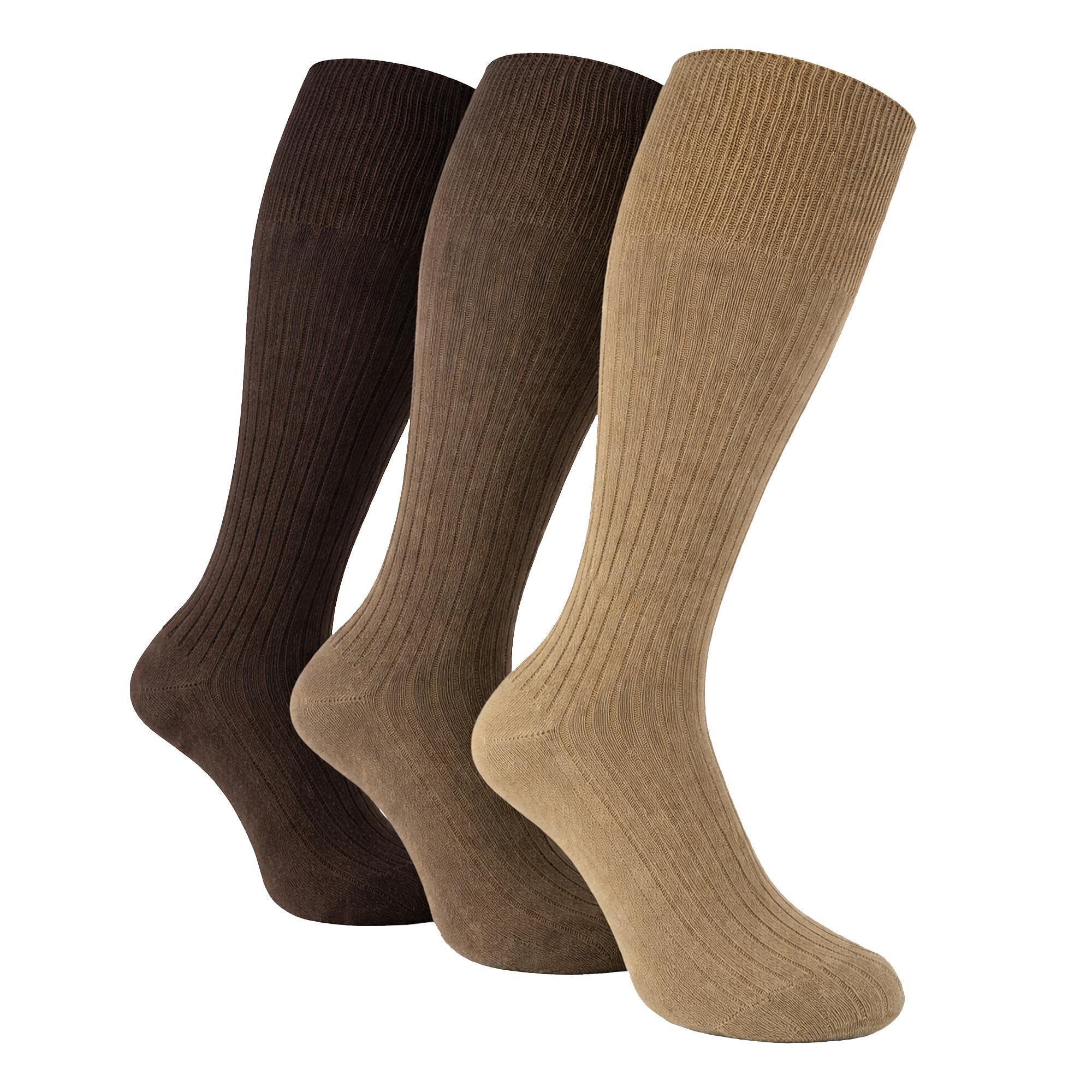 3 Pairs Mens Quality Long Knee High Length 100% Cotton Socks