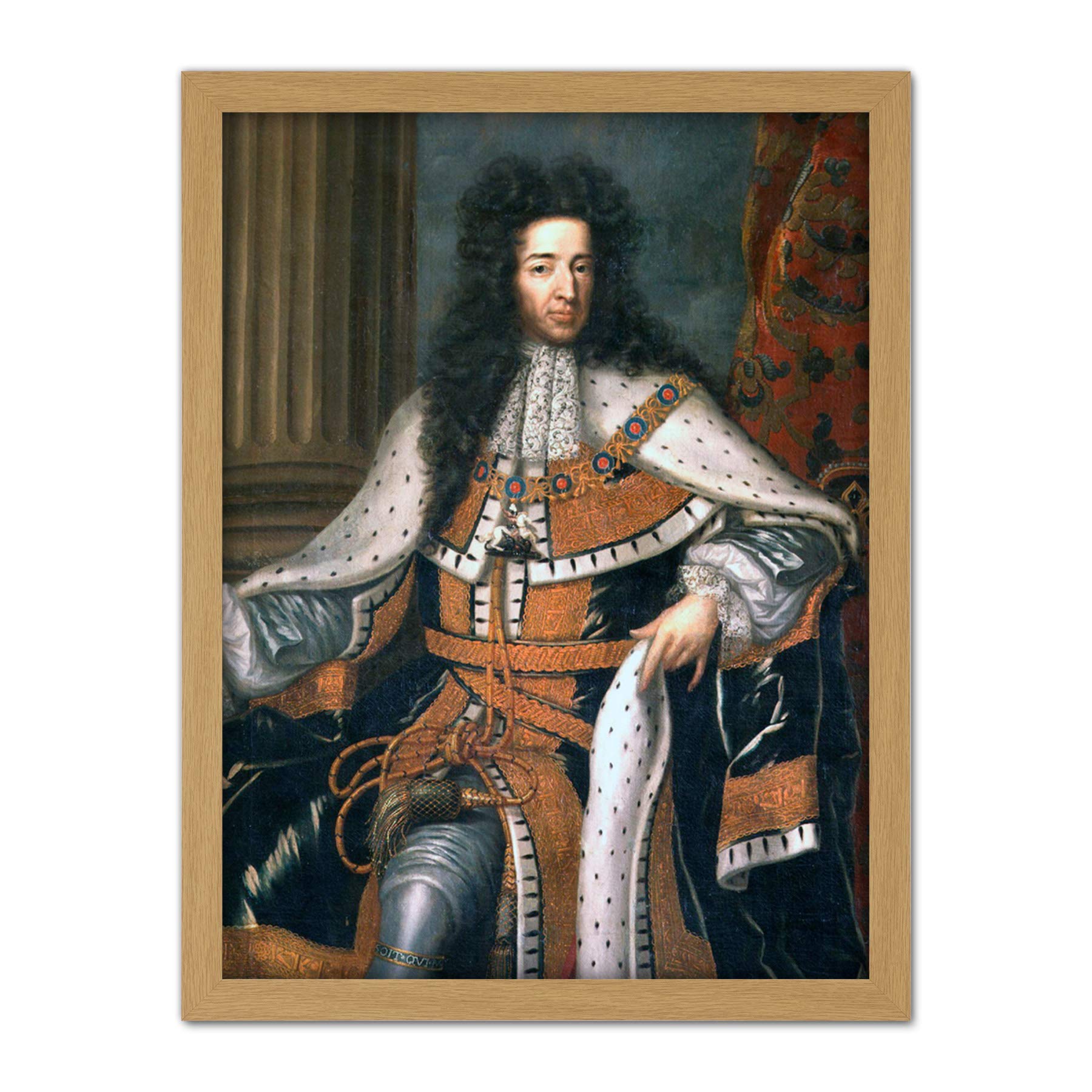 Wissing Portrait King William III England Orange Painting Large Framed Art Print Poster Wall Decor 18x24 in