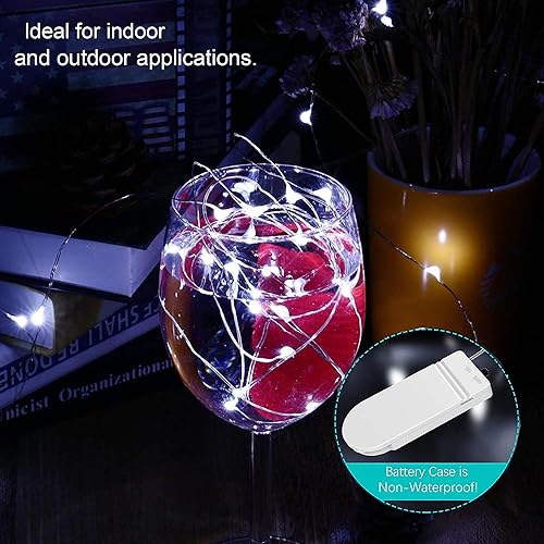 Miniatura 4 de YITING - Paquete de 24 luces LED de 30 luces LED que funcionan con pilas, 10.2 pies (9.8 ft), alambre de cobre plateado, luces LED de luciérnaga