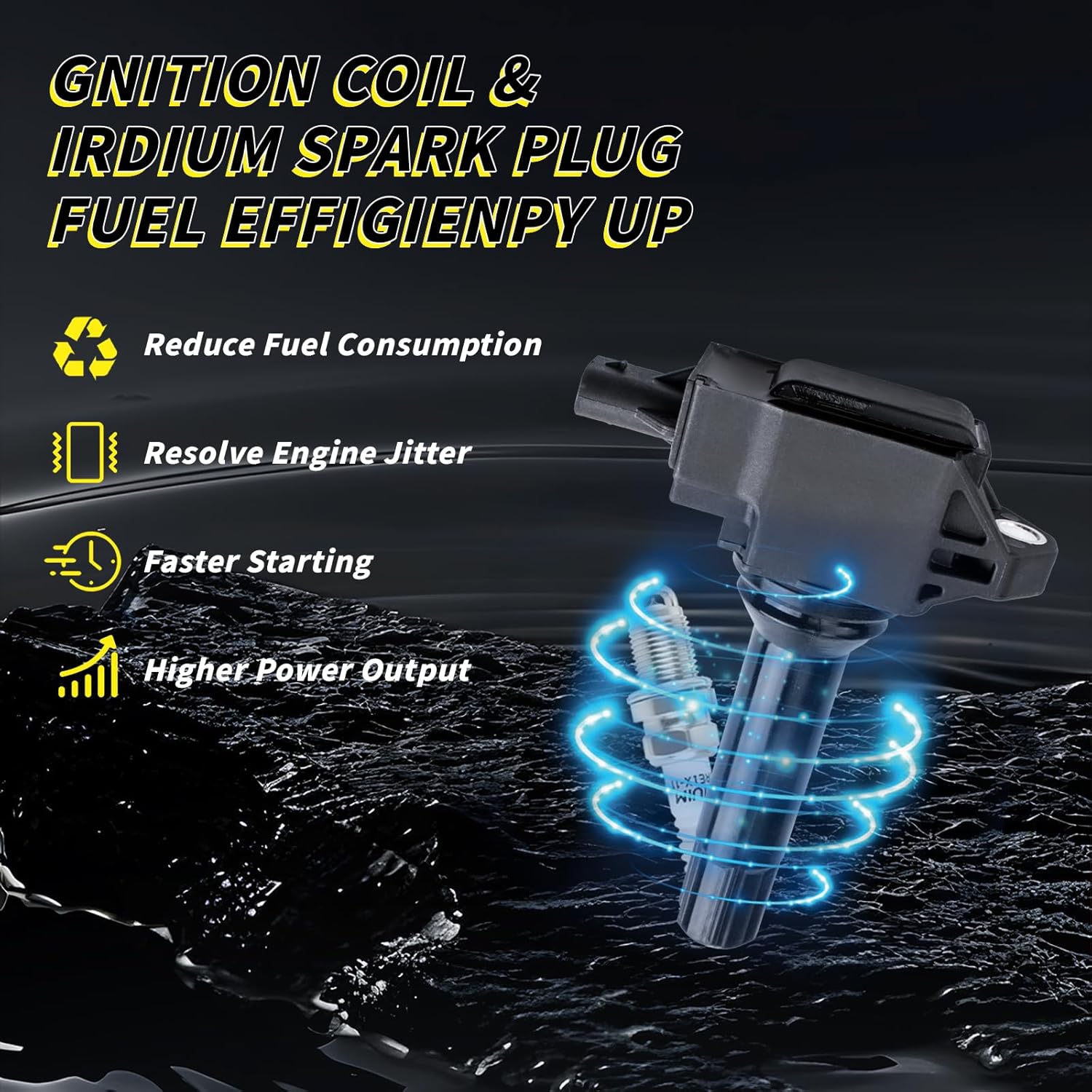 Set of 4 Ignition Coil UF724 & Iridium Spark Plugs Compatible with Subaru 2014 2015 2016 Forester Impreza 2013 2014 Legacy Outback XV Crosstrek 2.5L 2.0L H4