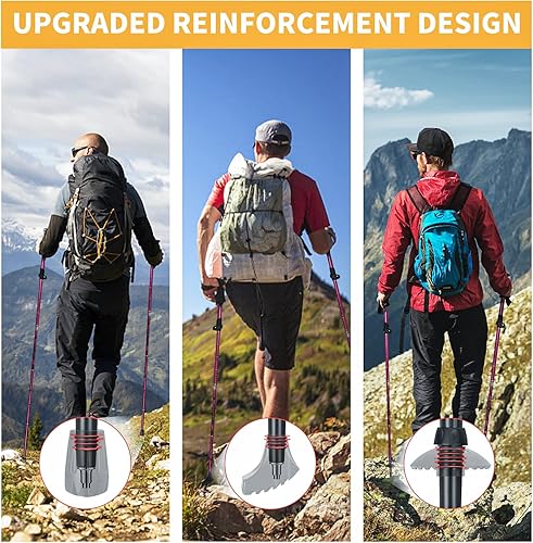 Miniatura 7 de Covacure Bastones de senderismo plegables - Bastones de senderismo de aleación de aluminio 7075 para senderismo con diseño telescópico y plegable de
