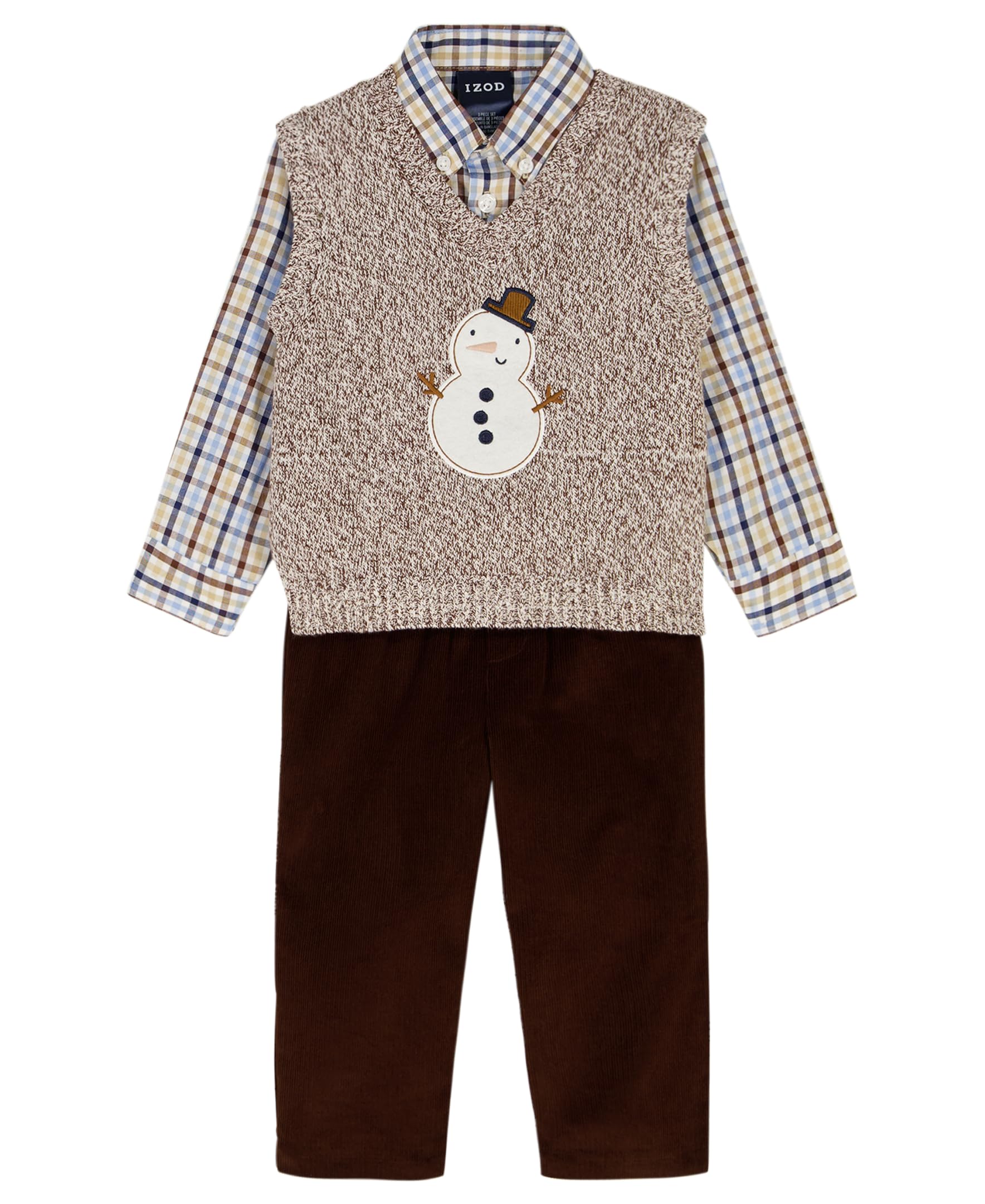 IZOD Boys' 3-piece Holiday Sweater Vest, Dress Shirt, and Pants Set