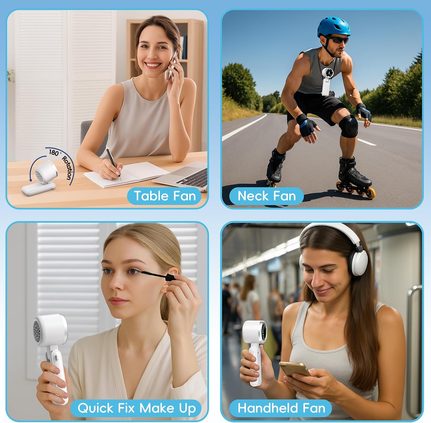 Jancane Personal Handheld Fan,High-Speed Turbo Fans,5-Speed with LED Display,Powerful Motor,4000mAh,USB Rechargeable Portable Cooling Fan for Outdoor Activities,Travel,Working,White - Image 3