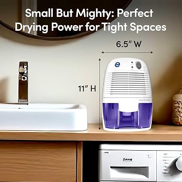 Eva-Dry EDV-1100 Whisper-quiet 16 OZ Dehumidifier with Auto Shut Off and Restart for small spaces in your Home, RV, Automobile, and Storage up to 122 sq. ft | For Home, RV, Automobile & Storage | Whisper-Quiet | Auto Restart | Up to 122 Sq Ft Coverage