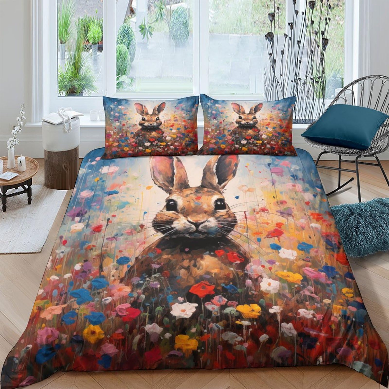 Parure de lit 3 pièces 220x240 housse de couette microfibre et taies d'oreiller